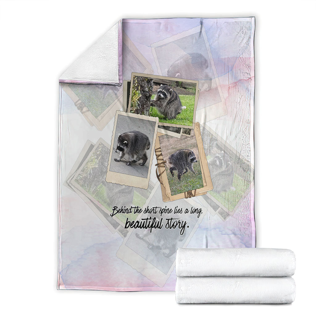 Jimothy The Raccoon Short Spines Long Story Blanket Vintage Polaroid Scrapbook Photography Collage