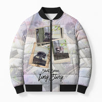 Jimothy The Raccoon Short Spines Long Story Bomber Puffer Jacket Vintage Polaroid Scrapbook Photography Collage