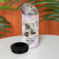 Jimothy The Raccoon Short Spines Long Story 4 in 1 Can Cooler Tumbler Vintage Polaroid Scrapbook Photography Collage