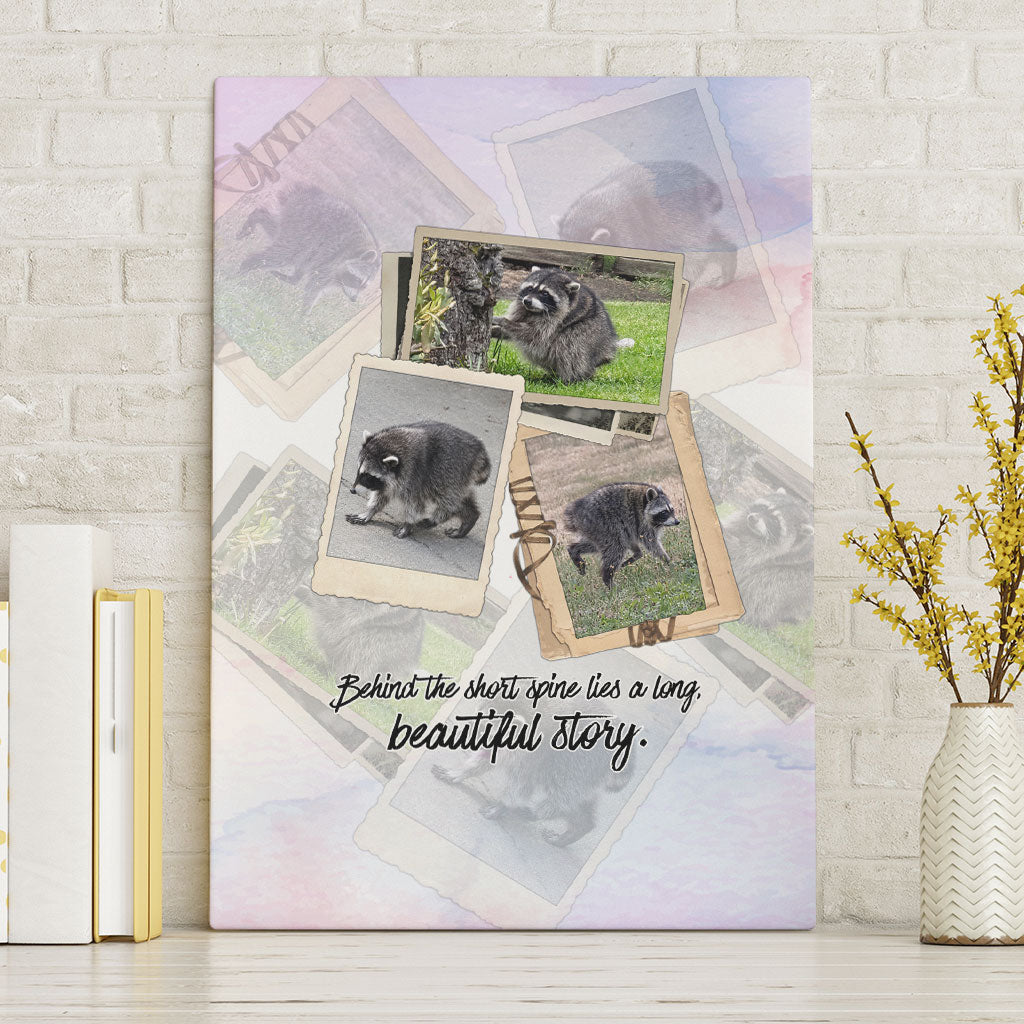 Jimothy The Raccoon Short Spines Long Story Canvas Wall Art Vintage Polaroid Scrapbook Photography Collage