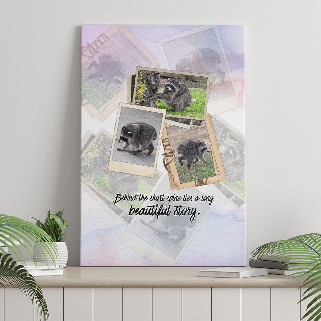 Jimothy The Raccoon Short Spines Long Story Canvas Wall Art Vintage Polaroid Scrapbook Photography Collage