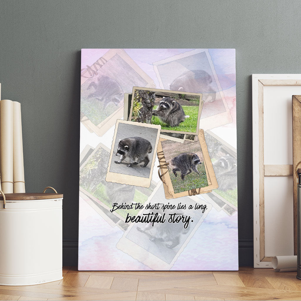 Jimothy The Raccoon Short Spines Long Story Canvas Wall Art Vintage Polaroid Scrapbook Photography Collage