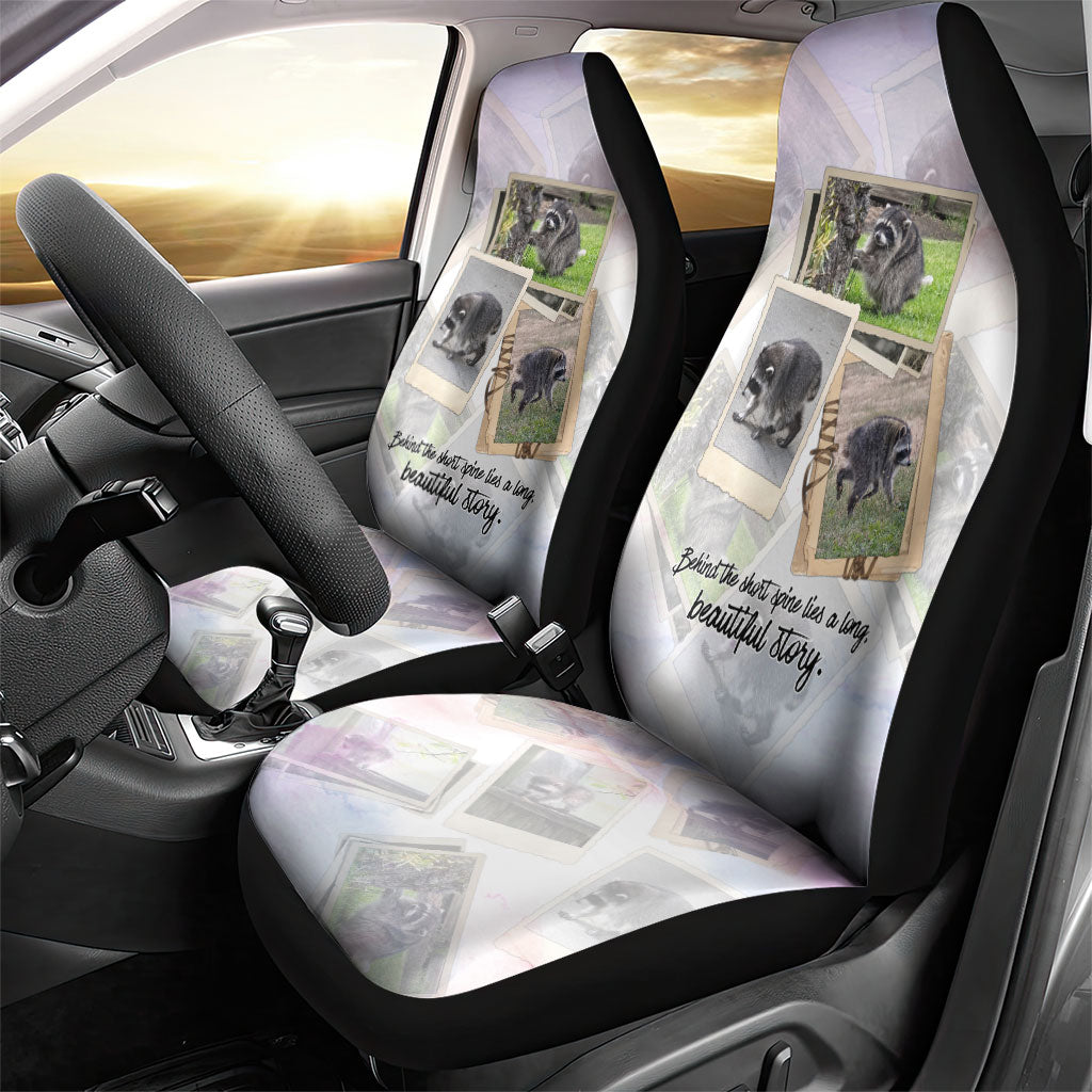 Jimothy The Raccoon Short Spines Long Story Car Seat Cover Vintage Polaroid Scrapbook Photography Collage