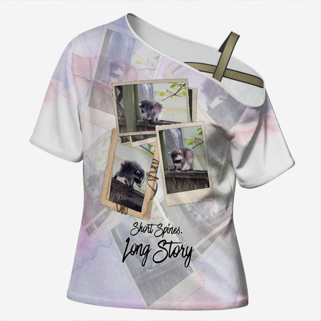 Jimothy The Raccoon Short Spines Long Story Cross Shoulder Shirt Vintage Polaroid Scrapbook Photography Collage