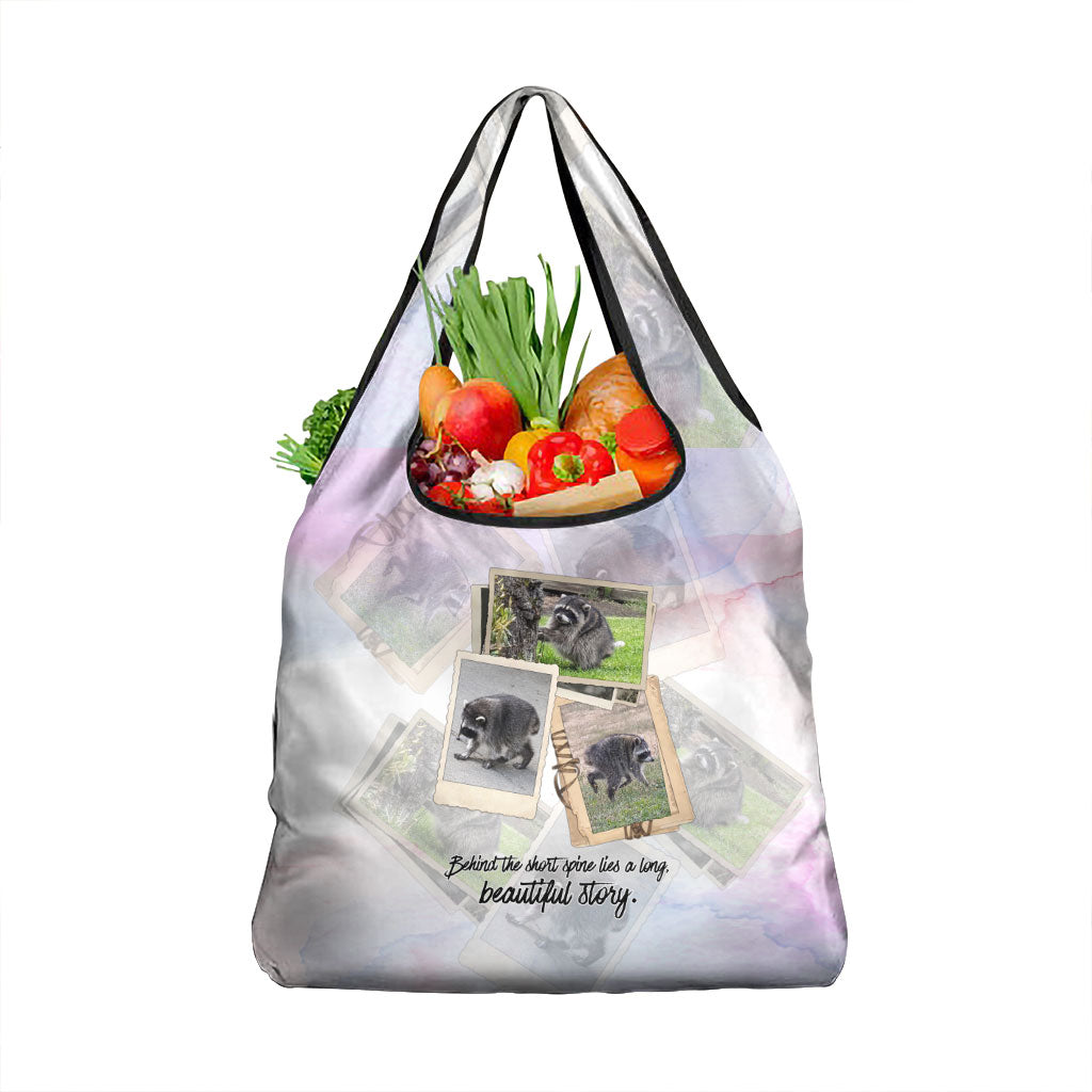Jimothy The Raccoon Short Spines Long Story Grocery Bag Vintage Polaroid Scrapbook Photography Collage