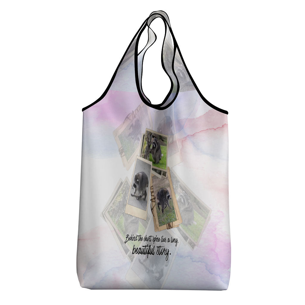 Jimothy The Raccoon Short Spines Long Story Grocery Bag Vintage Polaroid Scrapbook Photography Collage