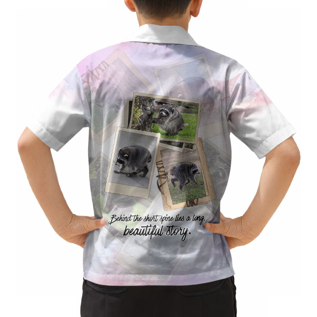 Jimothy The Raccoon Short Spines Long Story Hawaiian Shirt Vintage Polaroid Scrapbook Photography Collage