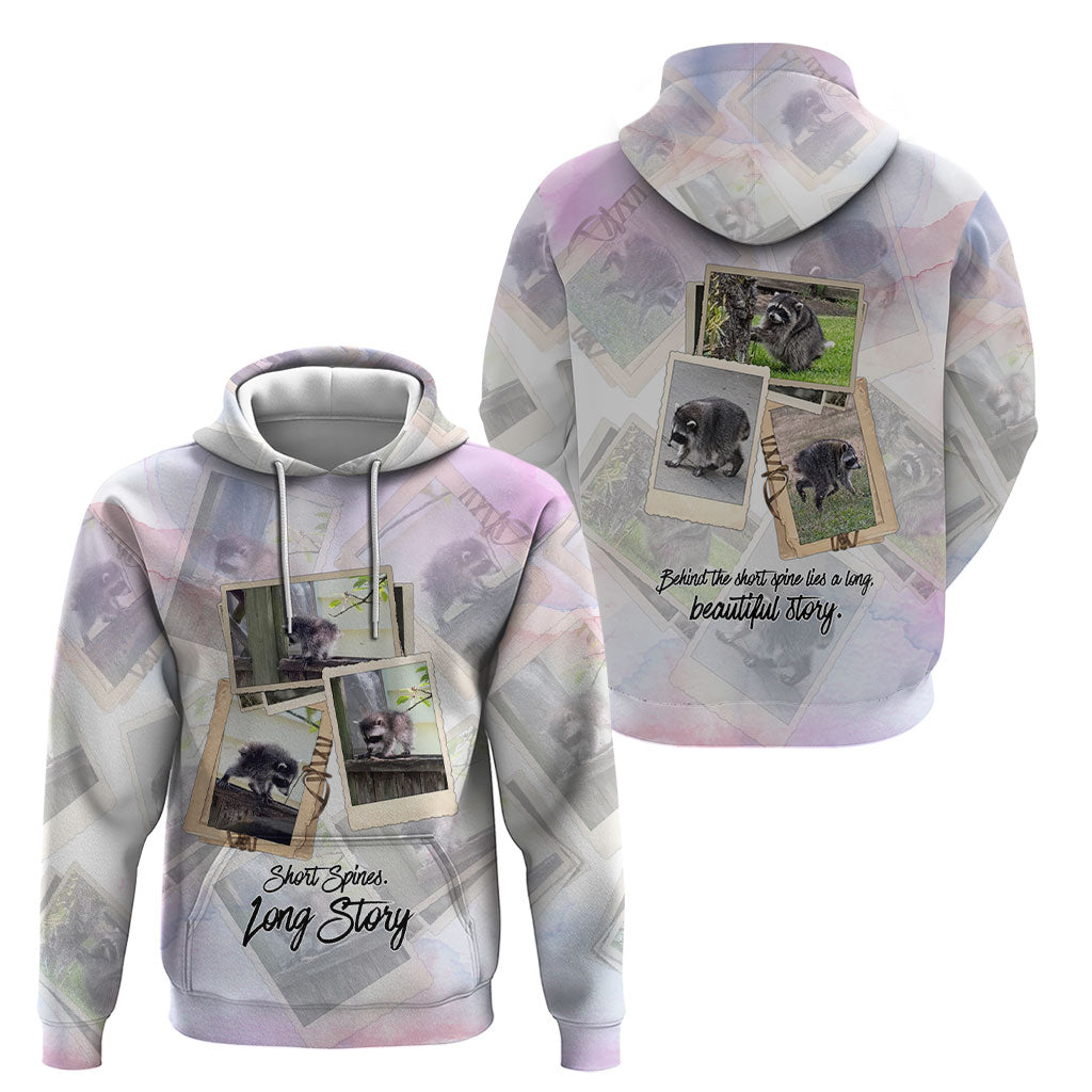 Jimothy The Raccoon Short Spines Long Story Hoodie Vintage Polaroid Scrapbook Photography Collage