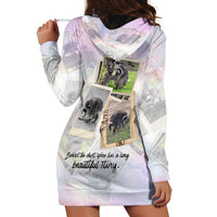Jimothy The Raccoon Short Spines Long Story Hoodie Dress Vintage Polaroid Scrapbook Photography Collage