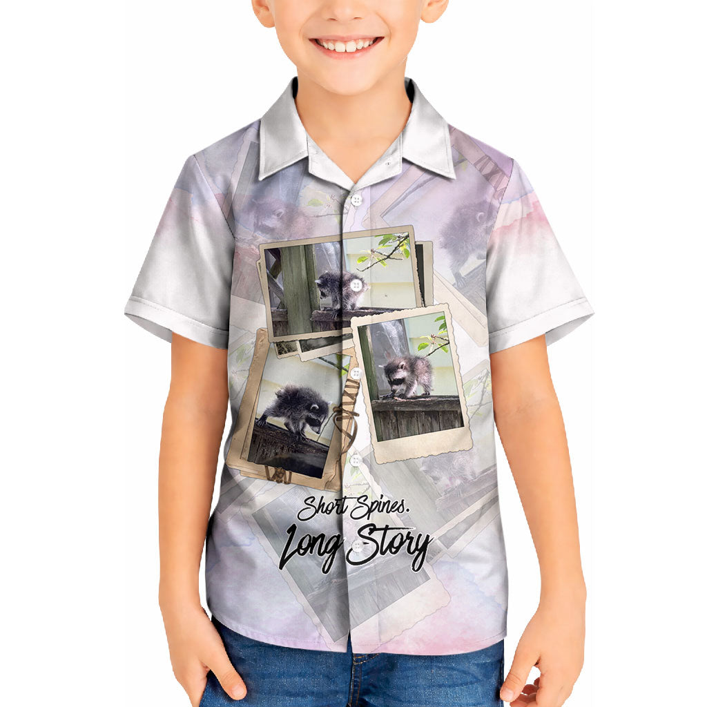 Jimothy The Raccoon Short Spines Long Story Kid Hawaiian Shirt Vintage Polaroid Scrapbook Photography Collage