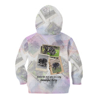Jimothy The Raccoon Short Spines Long Story Kid Hoodie Vintage Polaroid Scrapbook Photography Collage