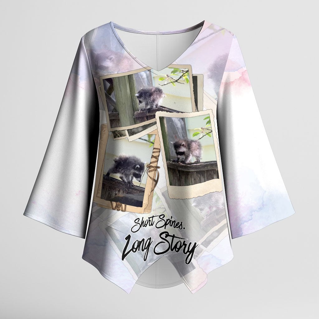 Jimothy The Raccoon Short Spines Long Story Kimono Sleeve Blouse Vintage Polaroid Scrapbook Photography Collage