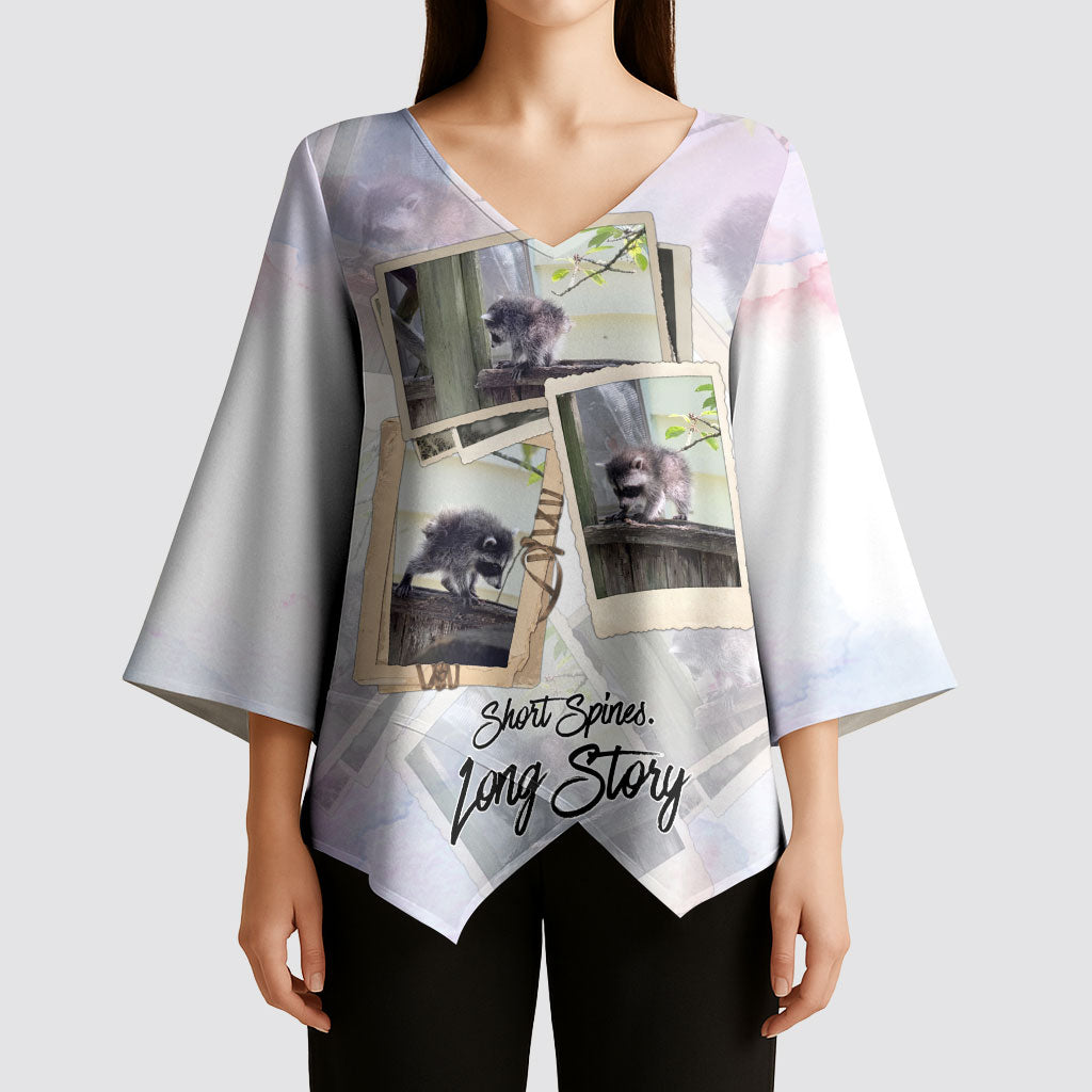 Jimothy The Raccoon Short Spines Long Story Kimono Sleeve Blouse Vintage Polaroid Scrapbook Photography Collage