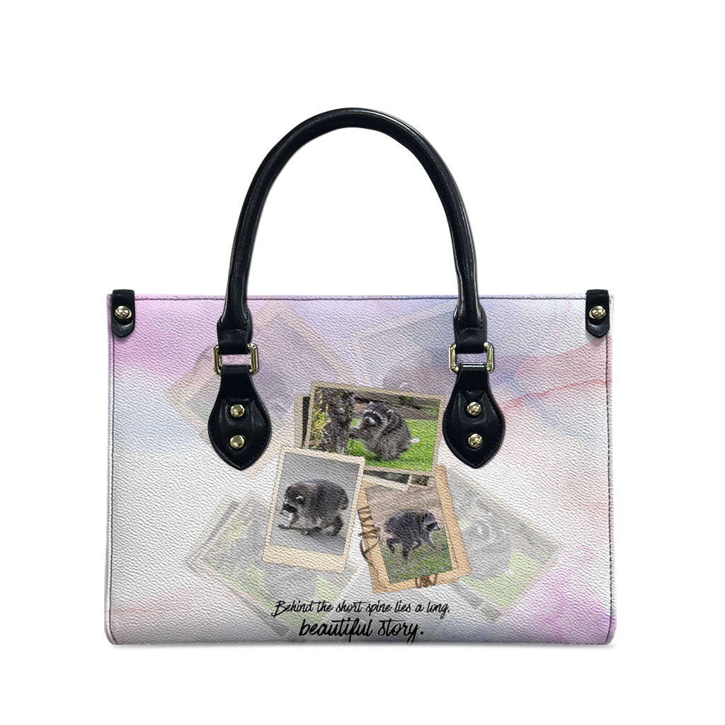 Jimothy The Raccoon Short Spines Long Story Leather Bag Vintage Polaroid Scrapbook Photography Collage