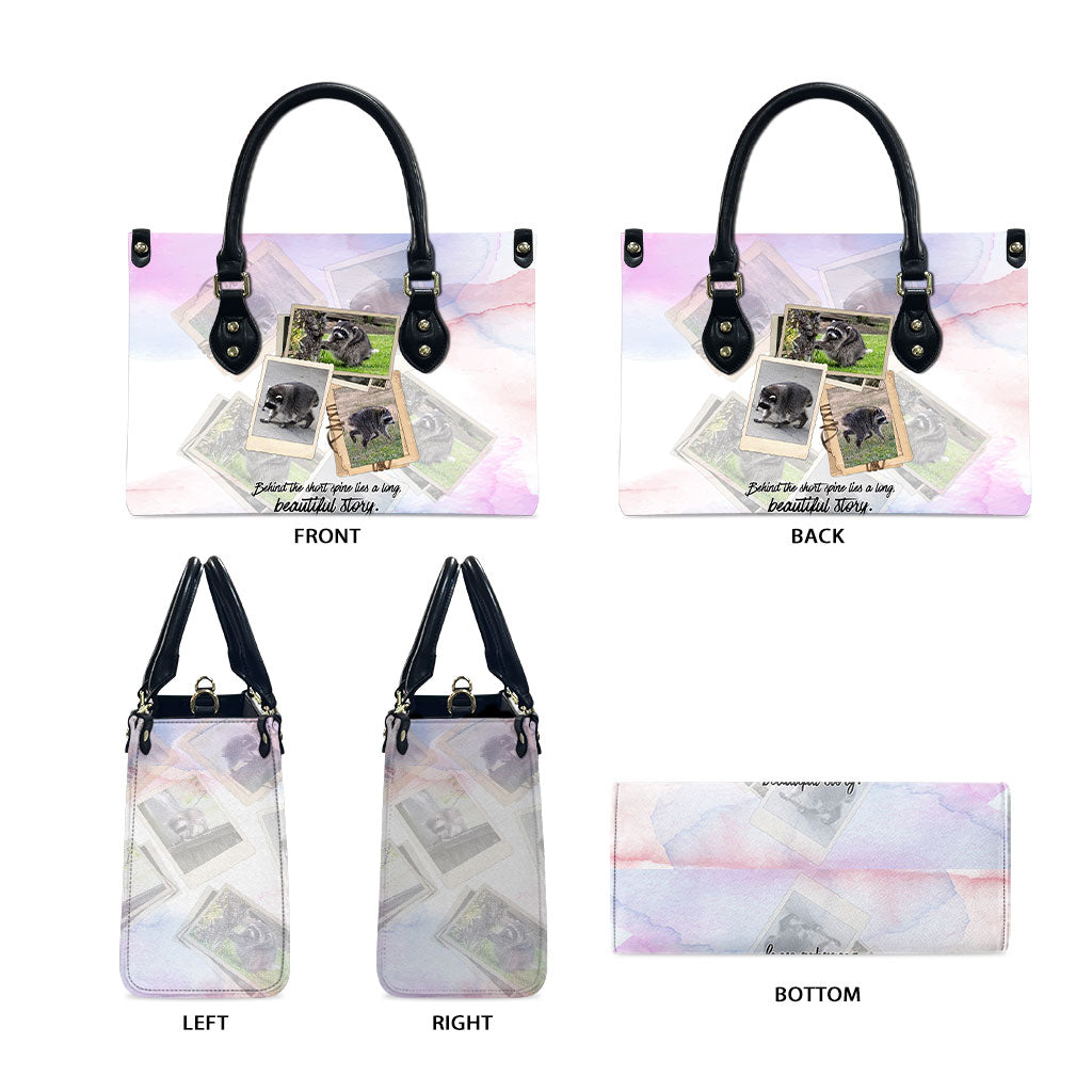 Jimothy The Raccoon Short Spines Long Story Leather Bag Vintage Polaroid Scrapbook Photography Collage