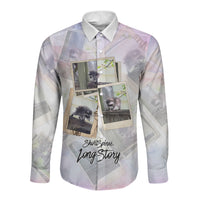 Jimothy The Raccoon Short Spines Long Story Long Sleeve Button Shirt Vintage Polaroid Scrapbook Photography Collage
