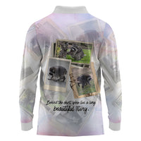 Jimothy The Raccoon Short Spines Long Story Long Sleeve Polo Shirt Vintage Polaroid Scrapbook Photography Collage