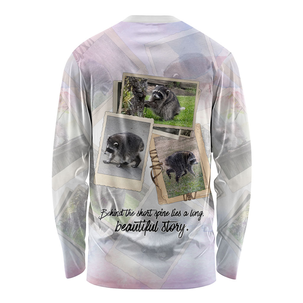 Jimothy The Raccoon Short Spines Long Story Long Sleeve Shirt Vintage Polaroid Scrapbook Photography Collage
