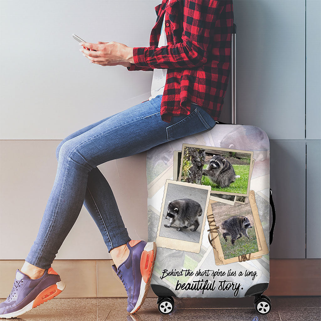 Jimothy The Raccoon Short Spines Long Story Luggage Cover Vintage Polaroid Scrapbook Photography Collage