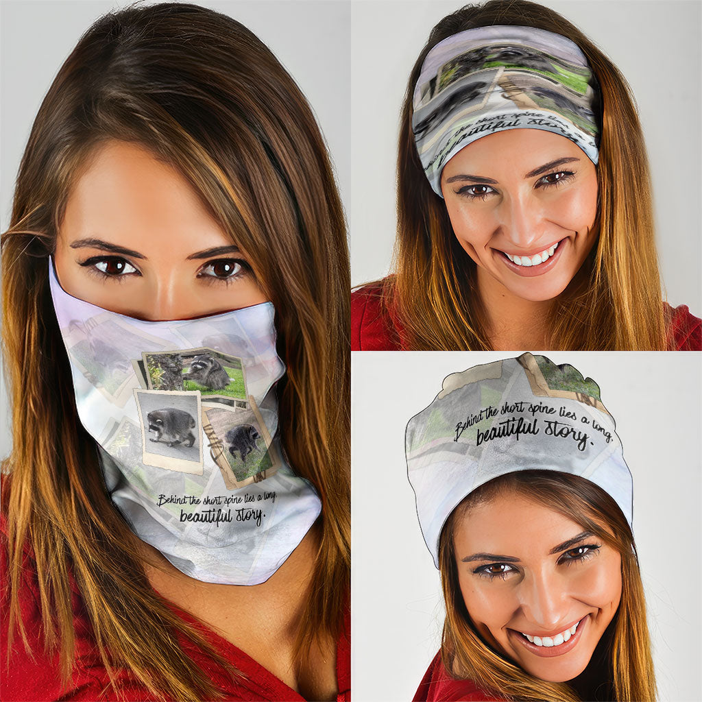 Jimothy The Raccoon Short Spines Long Story Neck Gaiter Vintage Polaroid Scrapbook Photography Collage