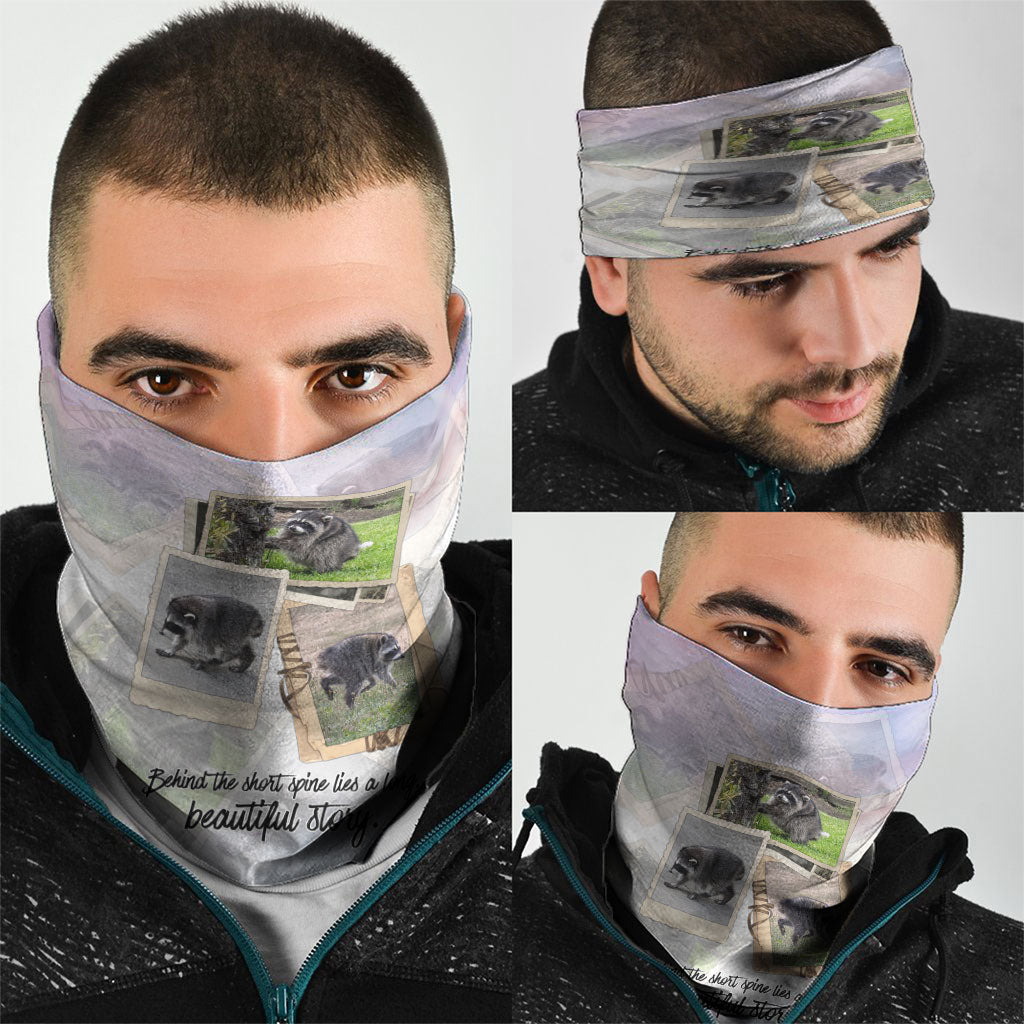 Jimothy The Raccoon Short Spines Long Story Neck Gaiter Vintage Polaroid Scrapbook Photography Collage