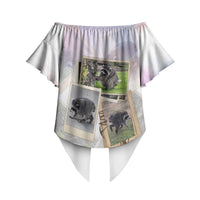 Jimothy The Raccoon Short Spines Long Story Off Shoulder Wrap Waist Top Vintage Polaroid Scrapbook Photography Collage