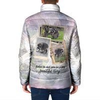 Jimothy The Raccoon Short Spines Long Story Padded Jacket Vintage Polaroid Scrapbook Photography Collage