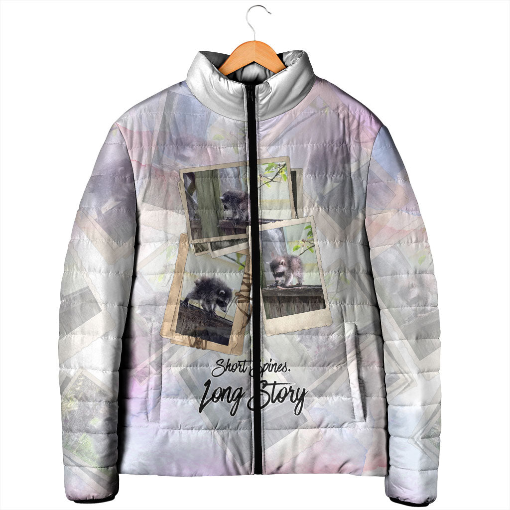 Jimothy The Raccoon Short Spines Long Story Padded Jacket Vintage Polaroid Scrapbook Photography Collage