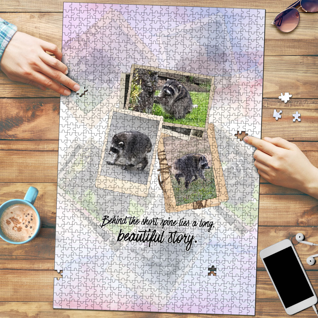 Jimothy The Raccoon Short Spines Long Story Puzzle Vintage Polaroid Scrapbook Photography Collage