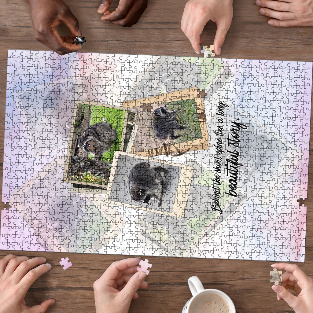 Jimothy The Raccoon Short Spines Long Story Puzzle Vintage Polaroid Scrapbook Photography Collage
