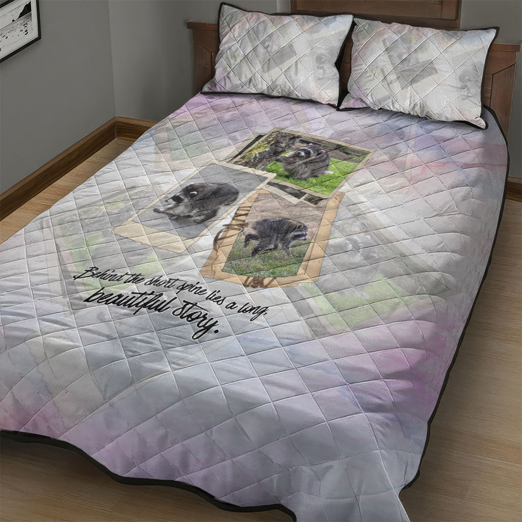 Jimothy The Raccoon Short Spines Long Story Quilt Bed Set Vintage Polaroid Scrapbook Photography Collage