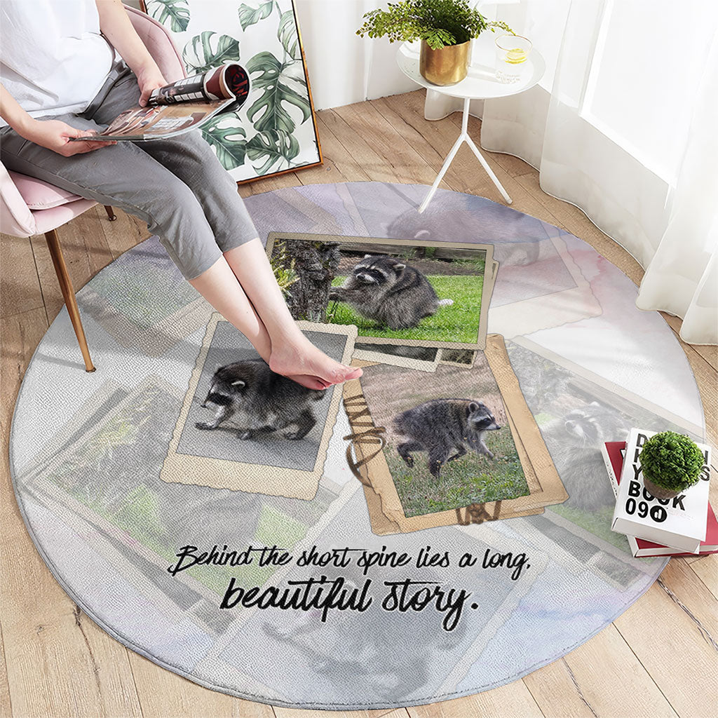 Jimothy The Raccoon Short Spines Long Story Round Carpet Vintage Polaroid Scrapbook Photography Collage
