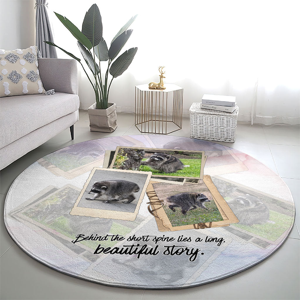 Jimothy The Raccoon Short Spines Long Story Round Carpet Vintage Polaroid Scrapbook Photography Collage
