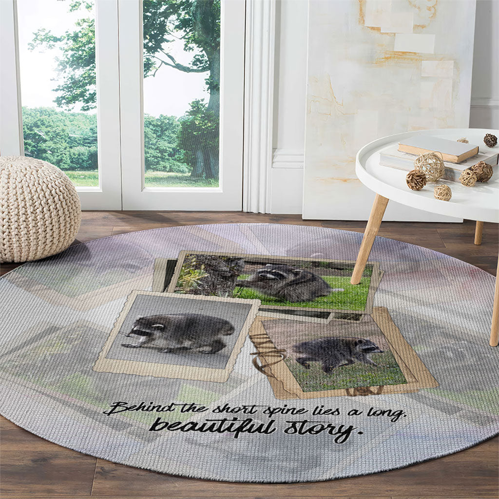 Jimothy The Raccoon Short Spines Long Story Round Carpet Vintage Polaroid Scrapbook Photography Collage