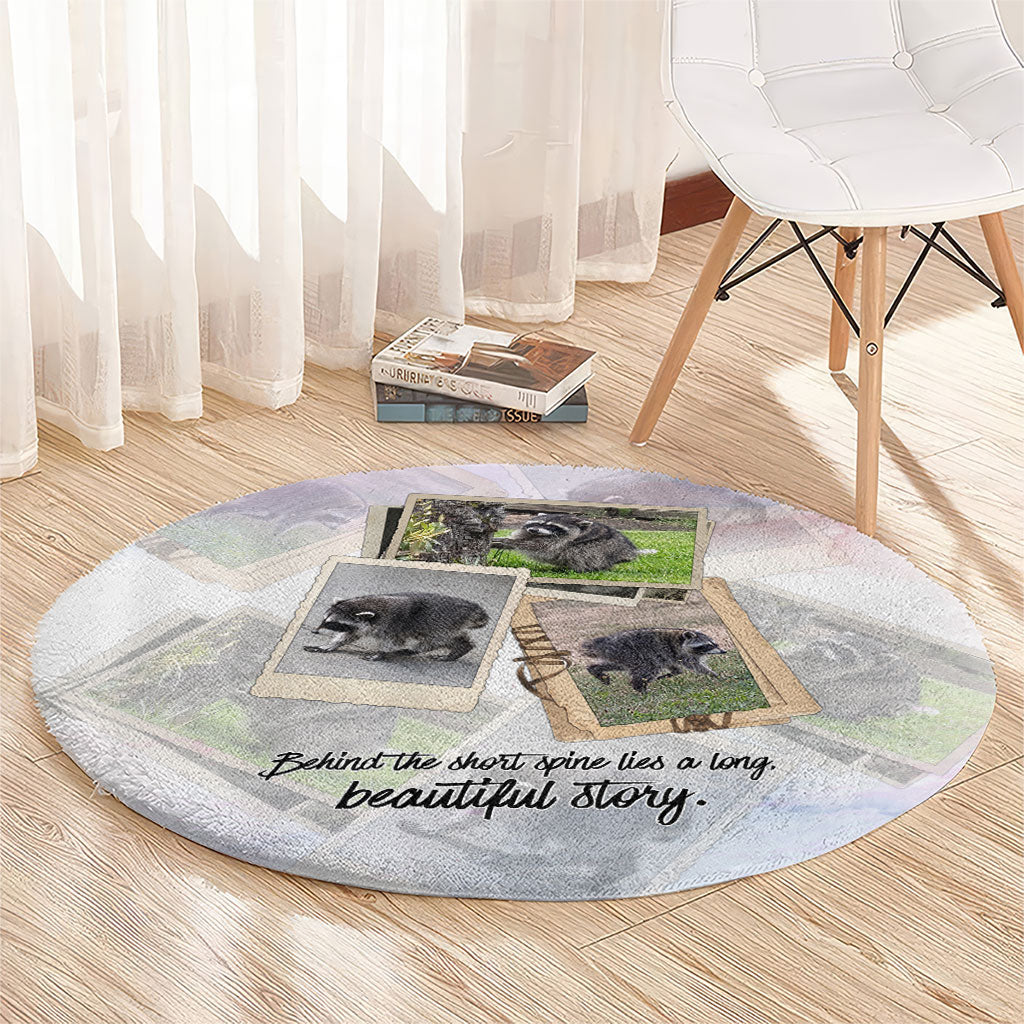 Jimothy The Raccoon Short Spines Long Story Round Carpet Vintage Polaroid Scrapbook Photography Collage