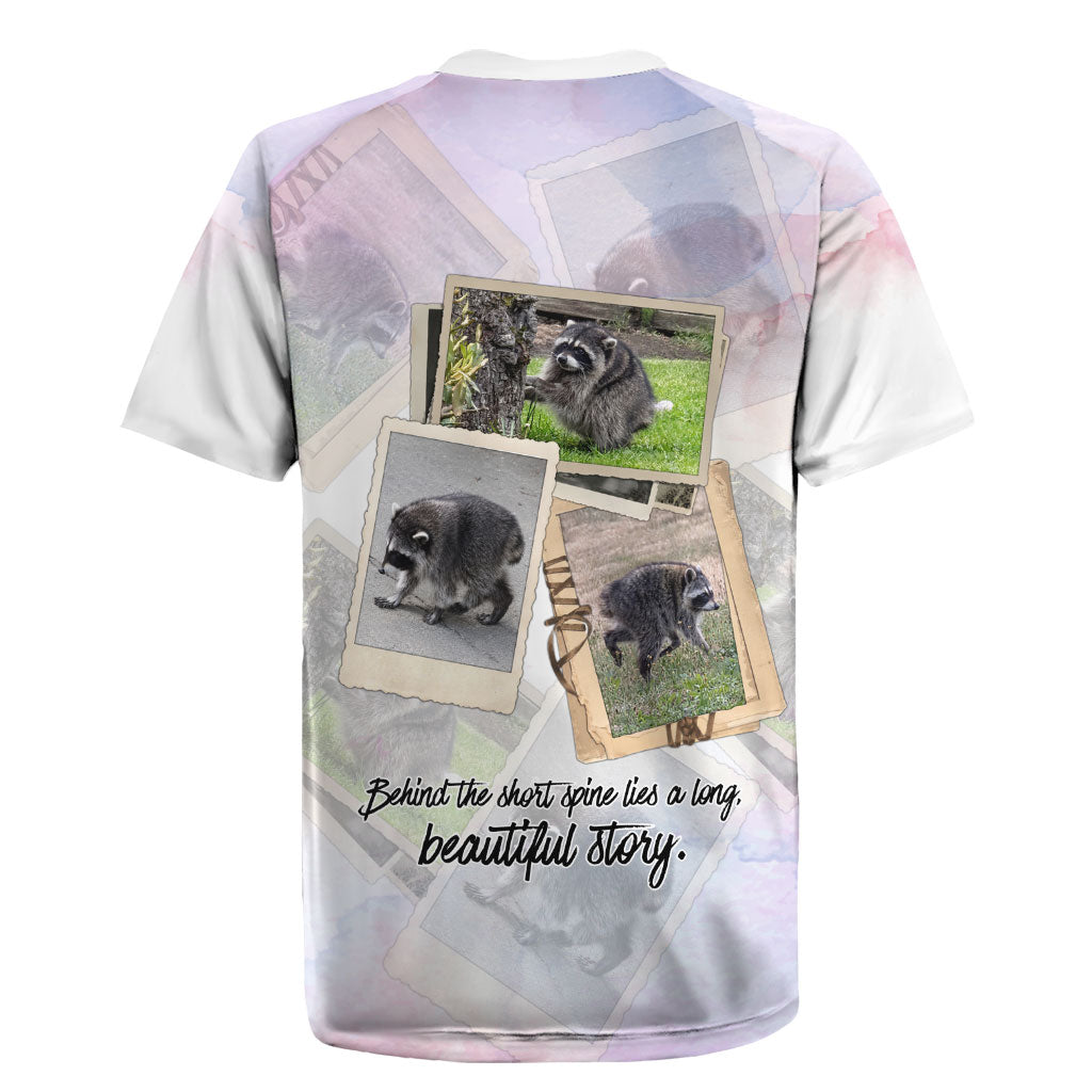 Jimothy The Raccoon Short Spines Long Story Rugby Jersey Vintage Polaroid Scrapbook Photography Collage