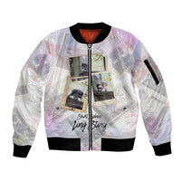 Jimothy The Raccoon Short Spines Long Story Sleeve Zip Bomber Jacket Vintage Polaroid Scrapbook Photography Collage