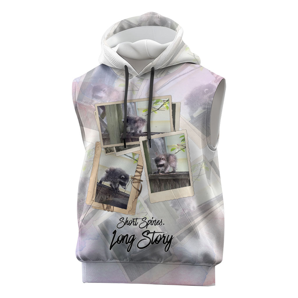 Jimothy The Raccoon Short Spines Long Story Sleeveless Hoodie Vintage Polaroid Scrapbook Photography Collage