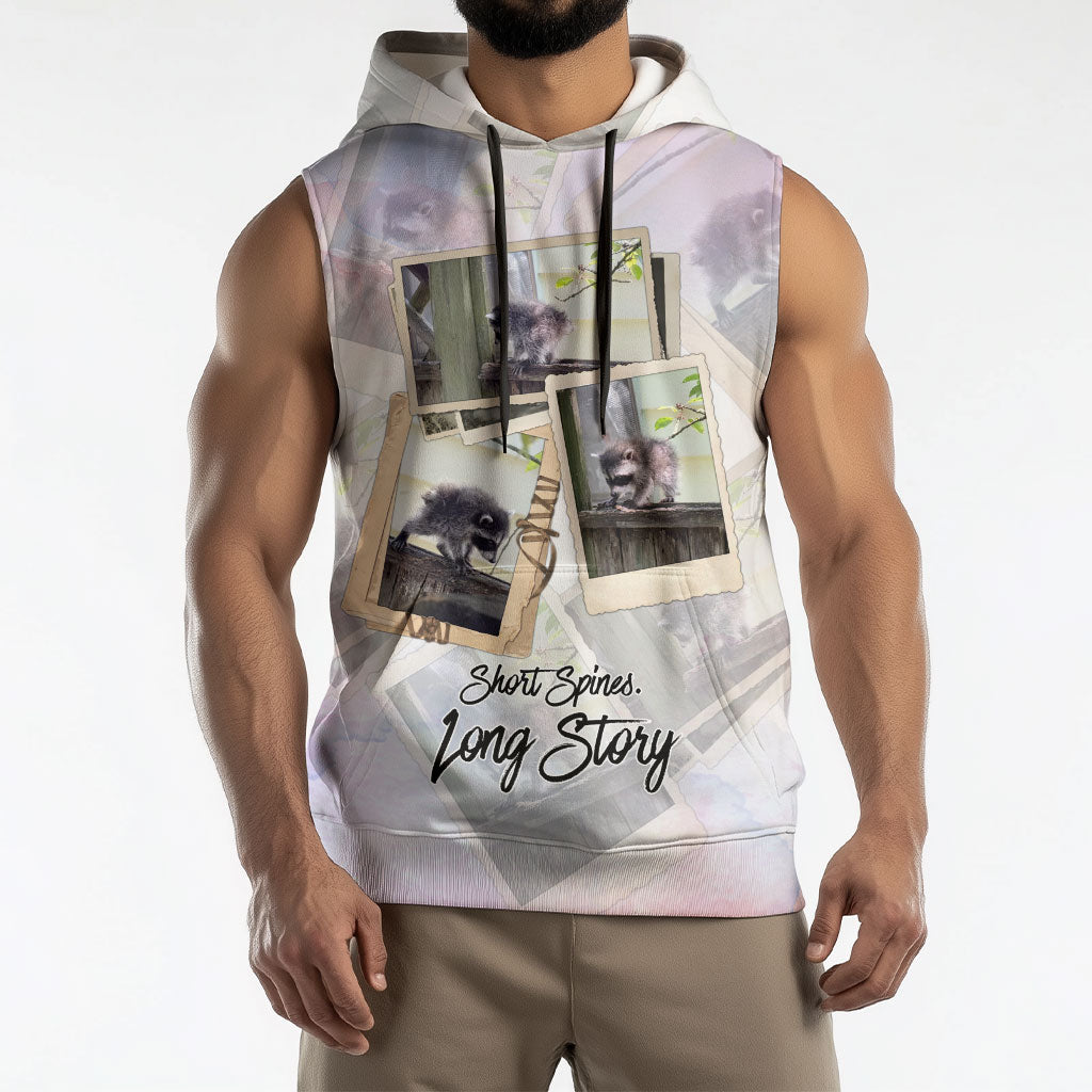 Jimothy The Raccoon Short Spines Long Story Sleeveless Hoodie Vintage Polaroid Scrapbook Photography Collage