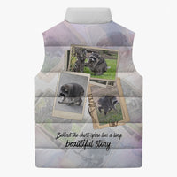 Jimothy The Raccoon Short Spines Long Story Sleeveless Puffer Jacket Vintage Polaroid Scrapbook Photography Collage