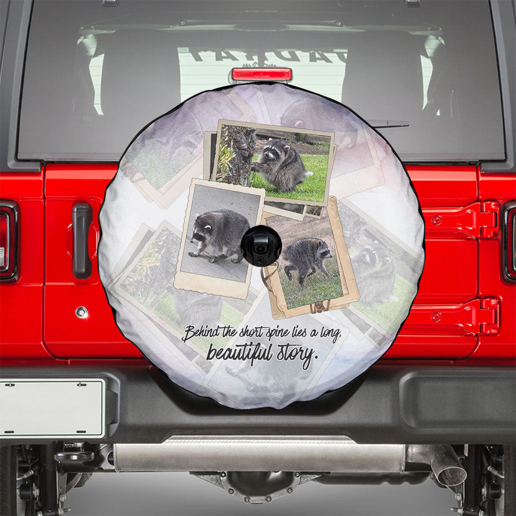 Jimothy The Raccoon Short Spines Long Story Spare Tire Cover Vintage Polaroid Scrapbook Photography Collage