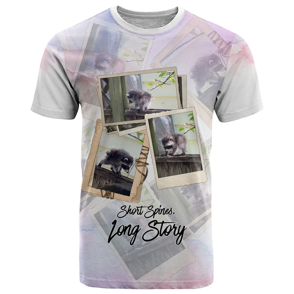 Jimothy The Raccoon Short Spines Long Story T Shirt Vintage Polaroid Scrapbook Photography Collage