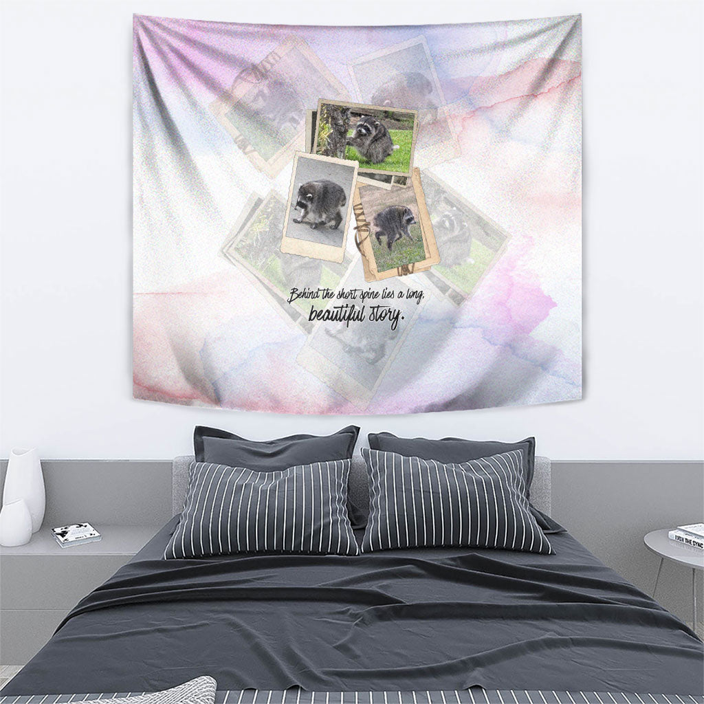 Jimothy The Raccoon Short Spines Long Story Tapestry Vintage Polaroid Scrapbook Photography Collage