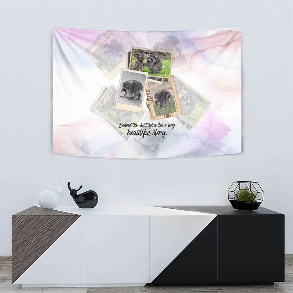 Jimothy The Raccoon Short Spines Long Story Tapestry Vintage Polaroid Scrapbook Photography Collage