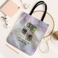 Jimothy The Raccoon Short Spines Long Story Tote Bag Vintage Polaroid Scrapbook Photography Collage