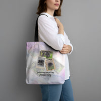 Jimothy The Raccoon Short Spines Long Story Tote Bag Vintage Polaroid Scrapbook Photography Collage