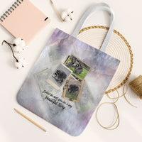 Jimothy The Raccoon Short Spines Long Story Tote Bag Vintage Polaroid Scrapbook Photography Collage