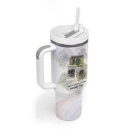 Jimothy The Raccoon Short Spines Long Story Tumbler With Handle Vintage Polaroid Scrapbook Photography Collage