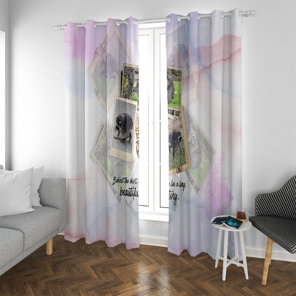 Jimothy The Raccoon Short Spines Long Story Window Curtain Vintage Polaroid Scrapbook Photography Collage