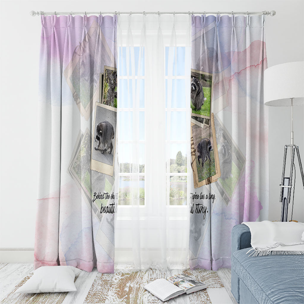 Jimothy The Raccoon Short Spines Long Story Window Curtain Vintage Polaroid Scrapbook Photography Collage